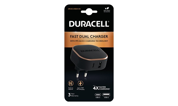 Duracell 30W USB-A + Carregador USB-C PPS